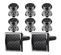 8pcs Black Cufflinks and Studs Set, Copper Tuxedo Shirt Accessories