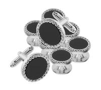 8pcs Black round Acrylic Shirt Studs Set for Formal Suit Wear | Copper Details, Elegant Polished Style, Business Meetings and Wedding Events, Men’s Tuxedo Accessory