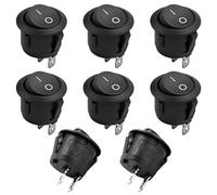 8PCs Black Round Rocker Switch,12v ON/Off Mini Toggle Switches,AC 6A/250V 10A/125V SPST 2Pin car Round Toggle Switches,Black Press Button Switch for Car,Boat,Homehold Applications