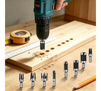 8Pcs Black Wood Plug Cutter Drill Bit Set, Straight and Tapered Plug Cutters for Woodworking, Hex Shank Wood PlugHole Cutter Set for DIY Woodworker (1/4", 3/8", 1/2", 5/8")