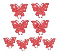 8PCS Bling Car Stickers, Crystal Rhinestone Butterfly Decals, Shiny Automotive Interior Exterior Sticker for Women, Universal Decoration for Car Body Bumper Window Laptop (Red)