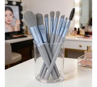 8PCS Blue Makeup Brush Set for Beginners, Mini Soft Bristle Blush Eyeshadow Brush Kit with PU Storage Bag, Portable Travel Cosmetic Tools
