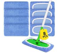 8Pcs Blue Reusable Microfiber Mop Pads Compatible with Swiffer Sweeper Mops,Dry Sweeping Cloths & Wet Pads Refills,Washable Mop Pads for Floor Cleaning