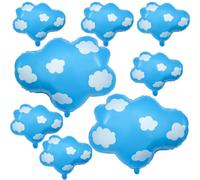 8Pcs Blue Sky White Cloud Party Foil Balloons Blue and White Cloud Balloons for Airplane Sky Theme Decor Clouds Theme Toy Party Supplies Baby Shower Boys Girls Birthday Party Supplies