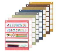 8PCS Boho Classroom Magnetic Pocket Charts Squares Teacher Mini Pocket Chart Management Back to School Resources for Homeschool Learning Preschool Kids Home Office Schedule Activities Supply 16 x 14In