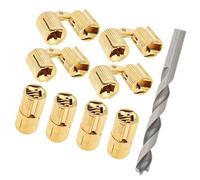 8Pcs Brass Barrels Hinges with Drill Bit for Furniture 180 Degree Opening Angles Invisible Cabinet Door Hinge Furniture Hinges Cabinet Door