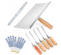 8Pcs Brick Joint Repair Kit Includes a Stainless Steel Grouting Axe & 5 Finger Trowels and 1 Grouting Trowel, Masonry Mortar Pointing Tools for Brickwork, Stone Veneer & Tile Grouting