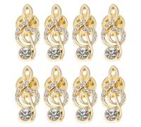 8pcs Brooch Lapel Pin Treble Clef Music Note Rhinestone for Women