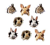 8pcs Bunny Hole Wall Stickers, Easter Rabbit Break Wall Decal Decorations, Bunny Toilet Deca for Home Party Bedroom Kitchen Living Room Children's Room Nursery Bathroom Tile Window