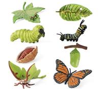 8Pcs Butterfly Growing Kit with Caterpillars, Educational Insect Life Cycle Set, Realistic Butterfly Kit, Luna Moth and Butterfly Growth Stages, Teaching Resources for Science Learning