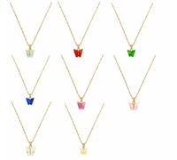 8PCS Butterfly Pendant Necklace Set for Women, Cute Colorful Acrylic Butterfly Choker & Layered Chain Jewelry, Trendy Gift for Her, Birthday Valentine’s Day Gift (Lightweight, Hypoallergenic)