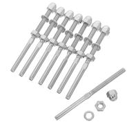 8pcs Cable Railing Threaded Terminal for Stair Wire Ropes | Marine Grade Stainless Steel, Polished Silver Finish, Weatherproof Use for Metal Posts and Deck Renovations