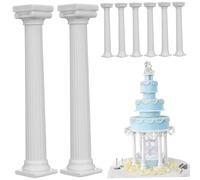 8Pcs Cake Pillars, 6.7 Inch Roman Column Cake Dowels for Tiered Cakes, Plastic Dowel Rods for Multilayer Wedding Cakes Decoration Support Tool