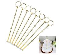 8PCS Cake Plate Stand with Round Top and Handle for Three-Tier Dessert Table Fruit Centerpiece Setup (Gold)