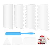 8Pcs Cake Scraper Cake Smoother Scraper, Acrylic Clear Edge Cake Scrape Cutters Smoother Tool, Plastic Cake Scraper Edge Smoother and Decorating Tools, Kitchen Baking DIY Tool with Silicone Scraper