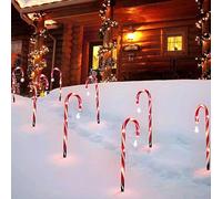 8pcs Candy Cane Solar Lights - Outdoor Garden Stake Christmas Decorations with Star