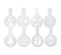 8Pcs Cappuccino Coffee Stencils Template Christmas Cake Stencils Coffee Barista Templates Mold for Cappuccino Hot Chocolate Cake Decoration,Barista Accessories