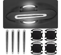 8Pcs Car Door Handle Protector for Citroën C1 (PM PN B4 2005-2022), Reflective Carbon Fiber Scratch Guards, Auto Paint Protection Films, Night Safety Warning Stickers for Auto,Blue (White)