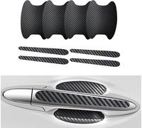 8PCS Car Door Handle Protectors - Door Handle Protectors - Carbon Fiber Door Handle Protective Film Set - Anti Scratch Door Protector Stickers - Universal Fit Black