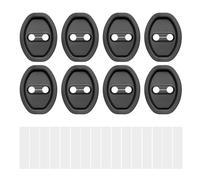 8pcs Car Door Lock Silicone Covers, for Noise Reduction and Silent Shock Absorption, Universal Thickened Latch Strike Guard Protectors for Most Vehicles (Black)