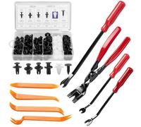 8Pcs Car Trim Removal Tool Kit and 100 Pcs Car Trim Clips Include Plastic Trim Removal Tool, Car Clip Pliers, Hook Pick Kit for Door Panel Dashboard, Car Panel Removal Tools (Red