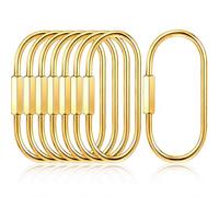 8PCS Carabiner Clips, Gold Brass Key Ring Carabiners, Secure Screw Lock Keychain Hooks, Durable Metal Key Organizer for Bags, Backpacks and Camping Gear
