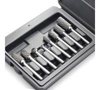 8PCS Carbide Burr Set 1/4Inch Shank Tungsten Steel Double Cut Die Grinder Bits, Rotary for Polishing