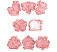 8pcs Cartoon Cookie Cutters Set Animal Biscuit Molds PP Plastic Pastry Bakeware Sugarcraft Tools Kids Baking 16.5x21cm