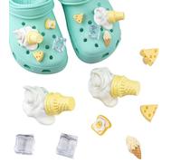 8Pcs Cartoon Food Shoe Charms for Shoes,Cute Ice cream Dessert Cheese Ice Cubes Different Decoration Fits Clog Sandals Resin Charms Accessories,Party Favors Gifts for Girls Boys Kids Adult Women Men