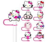 8Pcs Cartoon Straw Covers Cap for Tumblers Cup, 10mm Cartoon Straw Topper, Silicone Straw Tip Covers for Drinking Straws