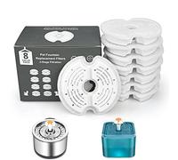 8Pcs Cat and Dog Pet Fountain Replacement Filters - Resin and Activated Carbon - Compatible With 2.5L Stainless Steel and 2L Water Fountains