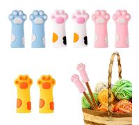 8pcs Cat Paw Knitting Needle Stoppers, Silicone Cute Knitting Needle Point Protectors Caps Stitch Needle Tip Covers Knitting Accessories for 11-17 (0.31-0.5 Inch) Needles (Color Combination 1)