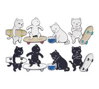 8pcs Cat Shaped Enamel Brooch Pin Alloy Lapel Badge | Colourful Decorative Accessory for Students, Choice, Suitable for School Outfits and Christmas Random Style