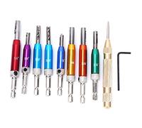 8pcs Center Drill Bit Set, Door Window Self-Centering Hinge Hole Puncher Drill Woodworking Tools with Center Punch Diameter 5/64'' 7/64'' 9/64'' 11/64'' 13/64'' 5mm 1/4''