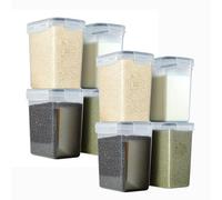 8pcs Cereal Storage Container Sets 1.4L Airtight Dry Food Dispenser Containers Stackable Kitchen Storage Boxes Plastic Pantry Organization with Lock Lids Leakproof for Flour Sugar Pasta