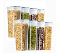 8pcs Cereal Storage Container Sets 2.8L Airtight Dry Food Dispenser Containers Stackable Kitchen Storage Boxes Plastic Pantry Organization with Lock Lids Leakproof for Flour Sugar Pasta