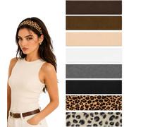 8PCS Chic Leopard Wide Headbands for Women - Soft Stretch Hair Bands for Everyday Outfit Styling, Makeup, Pilates, Travel & Casual Off Duty Looks with Neutral and Leopard Prints for Daily Use