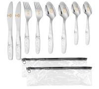 8Pcs Children's Cutlery Set for Age 3+, Stainless Steel Kids Spoon Knife and Fork Sets with Cute Panda Football Pattern Rust Proof Smooth Edge Children Cutlery Kit for Restaurant Home Kitchen