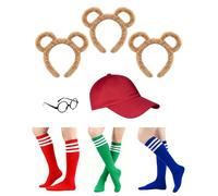 8PCS Chipmunks Costumes Premium Set - Includes Black Glasses Frame, Stylish Skirt, Knee-High Socks & Hat | Ultimate Bundle for Easy & Fun Cosplay, Stage Performance & Unforgettable Halloween Parties