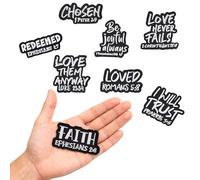 8pcs Christian Embroidered Iron on Patches, Inspirational Bible Jesus Faith Verse Letter Religious Sew on Appliques for Jacket Hat Backpacks DIY Clothing Decoration