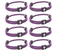 8PCS Christian Jesus Cross Rope Bracelet, Braided Cord Bracelet for Men Women, Nautical Surf Beach Bracelets Gifts Set for Sports, Handmade Woven String Bracelets with Adjustable Knot Purple
