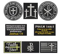 8PCS Christian Tactical Morale Patches Hook and Loop Bible Verse Military Patch for Hats Backpacks Vest Gear