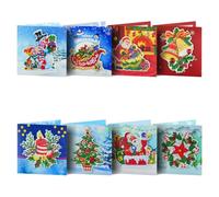 8PCS Christmas Atmosphere DIY Greeting Card Kits with Envelopes Diamond