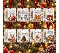8PCS Christmas Cash Gift Holder Ornament, Acrylic Money Holder to Hold Cash Xmas Tree Hanging Pendant, Clear Holiday Money Storage Decor for Stocking Stuffer, Secret Santa Gift Giving