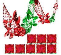 8pcs Christmas Ceiling Decorations Red Green Foil Christmas Decorations Indoor 80s 90s Retro Foil Garlands for Xmas Festive (Green and Red)