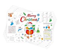 8pcs Christmas Coloring Place Mats for Kids, Paper Christmas Theme Placemats Christmas Snowman Table Placemats Funny Xmas Placemats for Home Holiday Table Supply(Game Style 2)