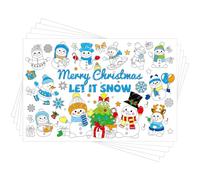 8pcs Christmas Coloring Place Mats for Kids, Paper Christmas Theme Placemats Christmas Snowman Table Placemats Funny Xmas Placemats for Home Holiday Table Supply(Snowman Theme Style)