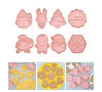 8Pcs Christmas Cookie Molds Set Reusable Plastic Biscuit Cutters Xmas Style Cookie Press Molds for DIY Decorative Baking Kitchen Accessories
