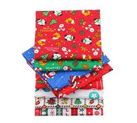 8PCS Christmas Cotton Fabric Squares 25cm x 25cm Patchwork Fabric Bundles Quilting Fabric Bundles Scrapbooking Sewing Artcraft DIY Fabric