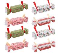 8PCS Christmas Crackers Make Your Own, 20x10x1cm Christmas Cracker with Customiz Fillings, for Storing Candy, Banknotes